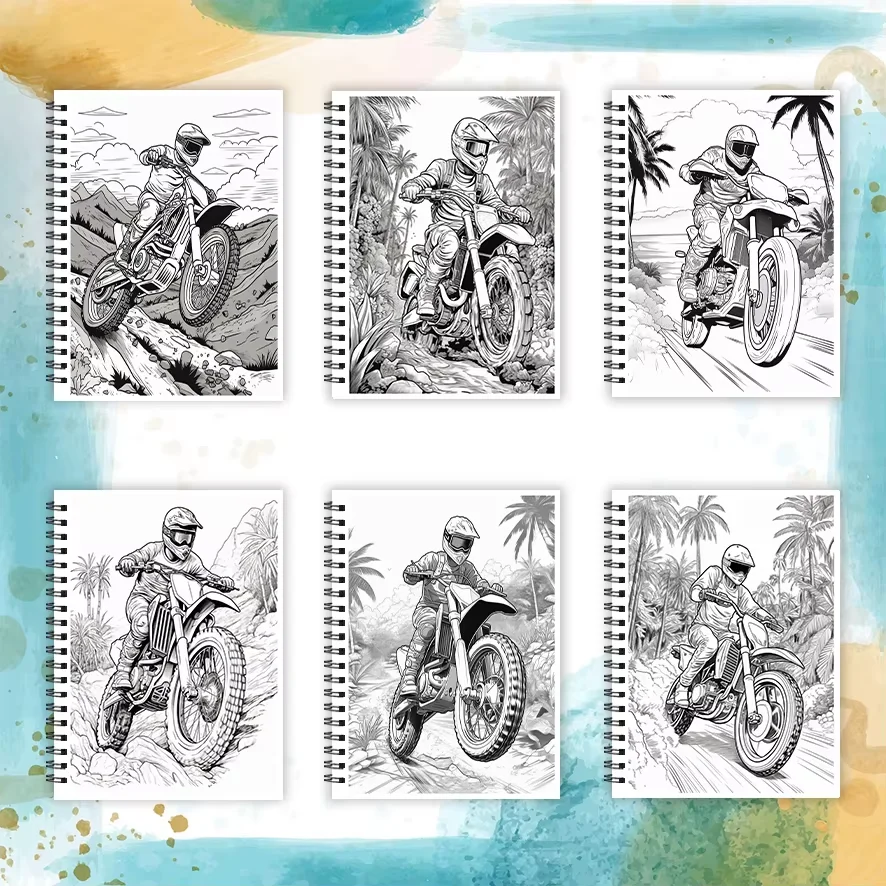 Buku Mewarnai Sepeda Motor Keren - 8,3 x 11,2 inci, 32 halaman - Cocok untuk menghilangkan stres dan hadiah kembali ke sekolah untuk keluarga Anda