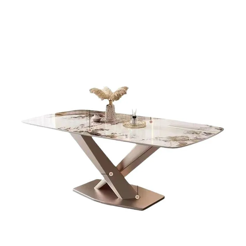 

Slate dining table Household dining room table and chairs Minimalist dining Full set of light luxury modern simple set of