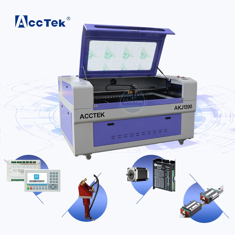 

ACCTEK AKJ1390 CO2 Laser Cutting Machine 80W 90W 100W 150W Laser Engraver 1300*900mm with CE Certificate Dual Head Laser Cutter