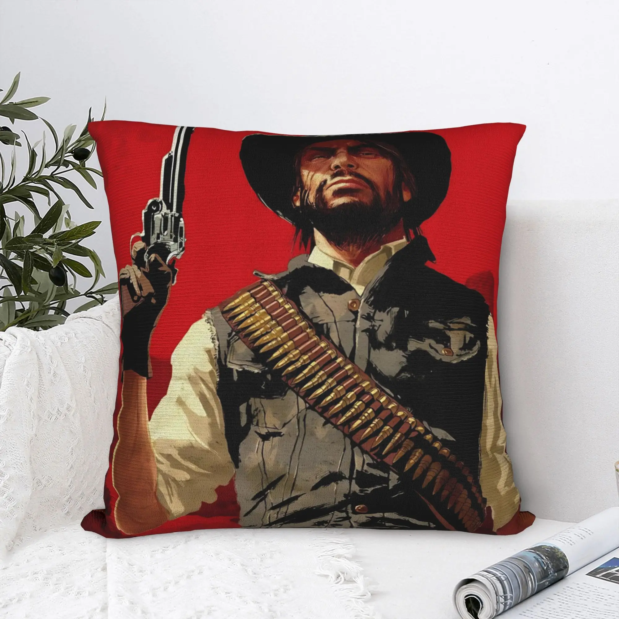 Red Dead Redemption – taie d'oreiller en Polyester avec impression double face, housse de coussin décorative pour chambre à coucher, carrée, 45x45cm