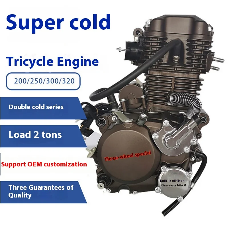 Silnik 200cc 250cc 300cc Trzeciej Generacji Dwuwarstwowy Chłodzony Wodą Silnik do Trójkołowca Nowy Zestaw Motocyklowy z CDI Elektrycznym