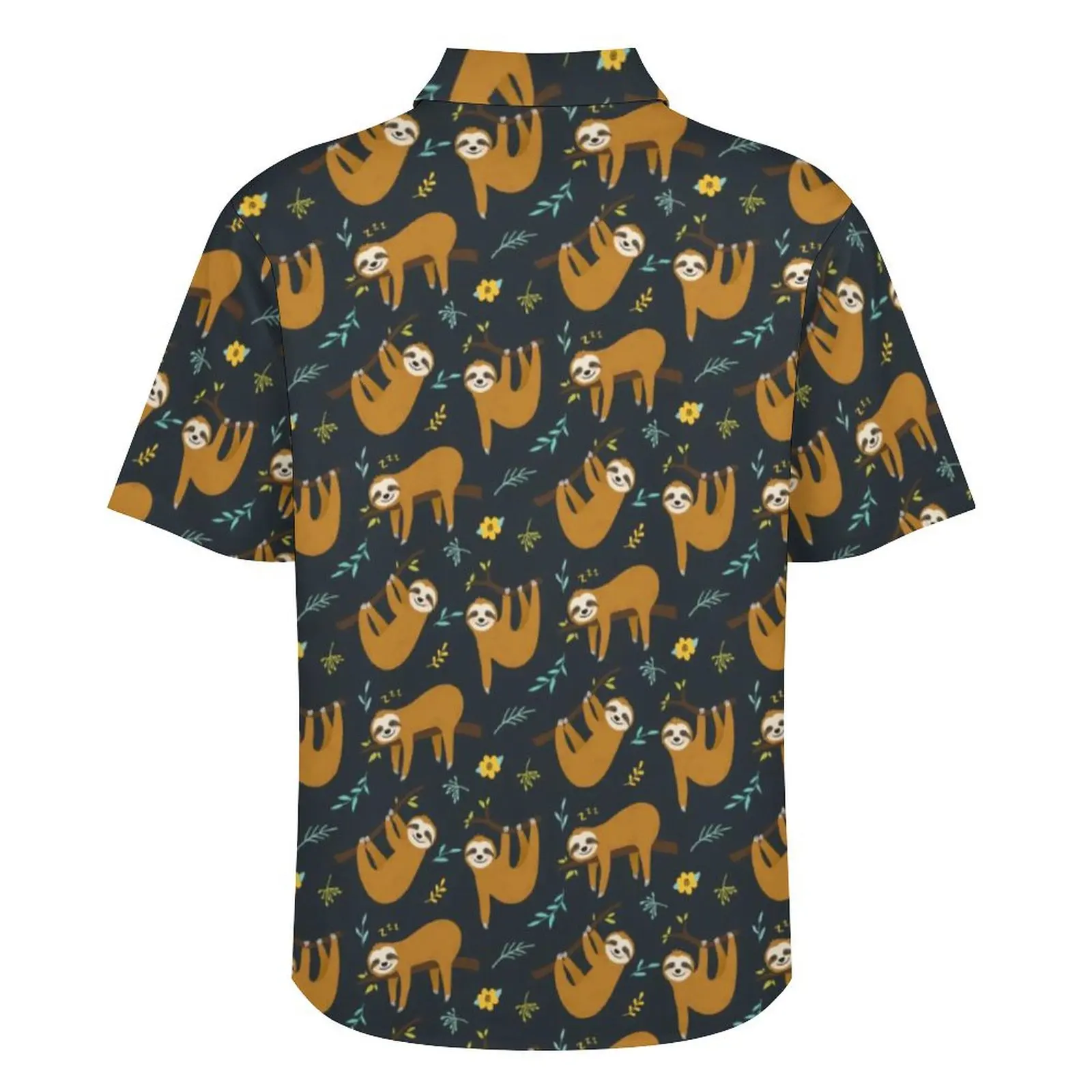 Camisa de verão praia animal impressão blusas adoráveis preguiças retro camisas casuais dos homens manga curta streetwear roupas de grandes dimensões