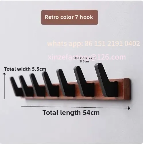 

Customizable Living Room Wall Coat Racks Solid Wood Hanging Clothes Hook Wall Row Hooks Bedroom Door Clothing