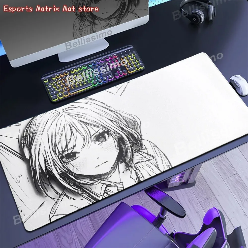 

Anime Girl Sketch Mouse Pad Minimalist Pattern Non-Slip Waterproof Desk Mat for Computer Laptop Gamer Accessories