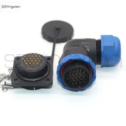 SD28 Square Panel Mount Waterproof IP68 Right Angle Connectors 2 3 4 5 6 7 9 10 12 14 16 19 22 24 26 Pin Industrial Female Plug