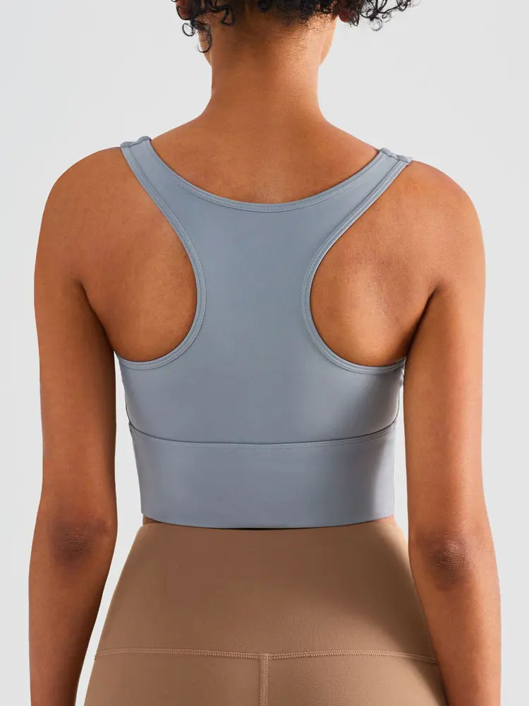 Women High Strength Earthquake Shockproof Sports Bra Fixed Cups Yoga Crop Top Fitness Push Up Outdoor Run Gym Workout Bralett