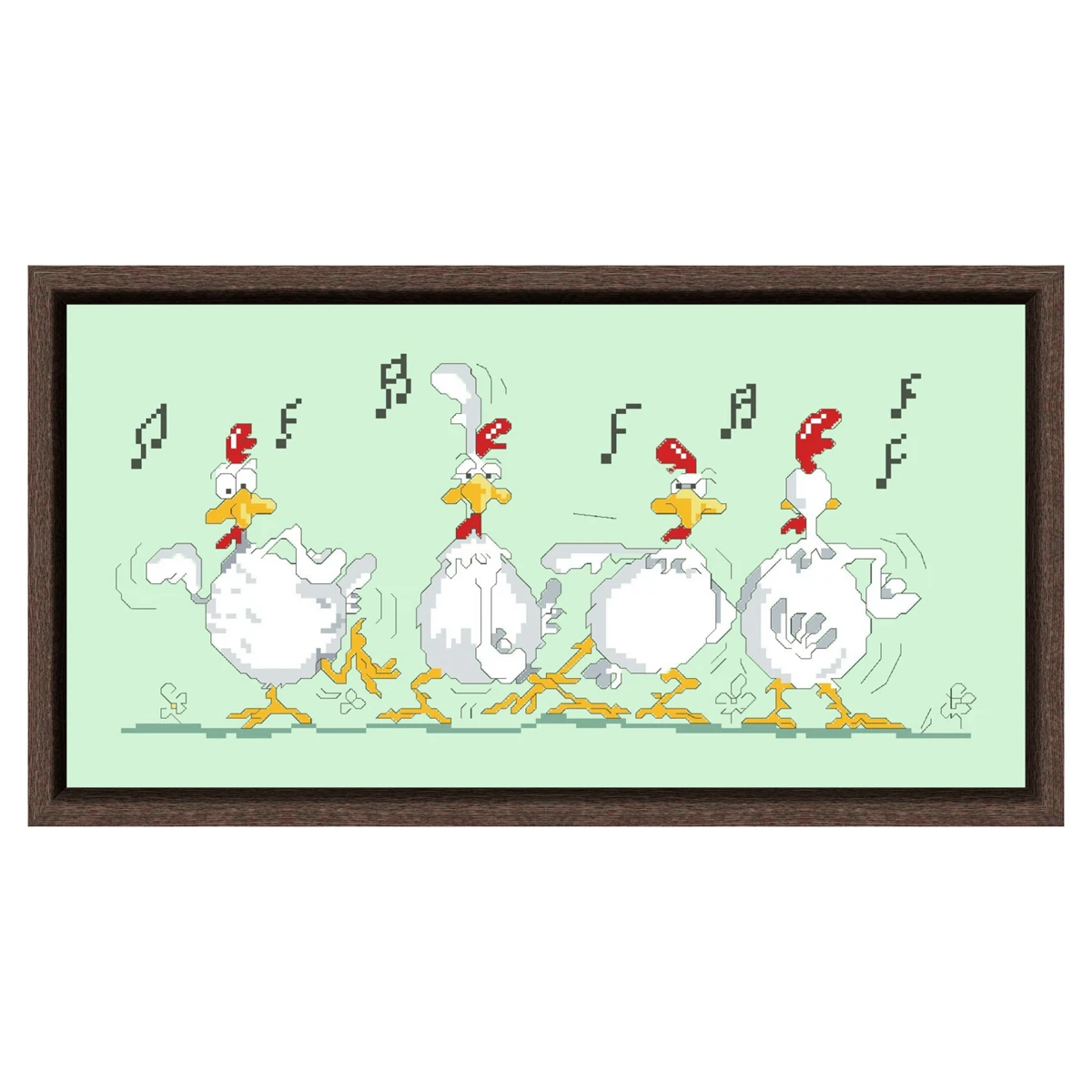 Dancing chicken cross stitch kit Aida 18ct 14ct 11ct light green  canvas cloth cotton thread embroider DIY handmade