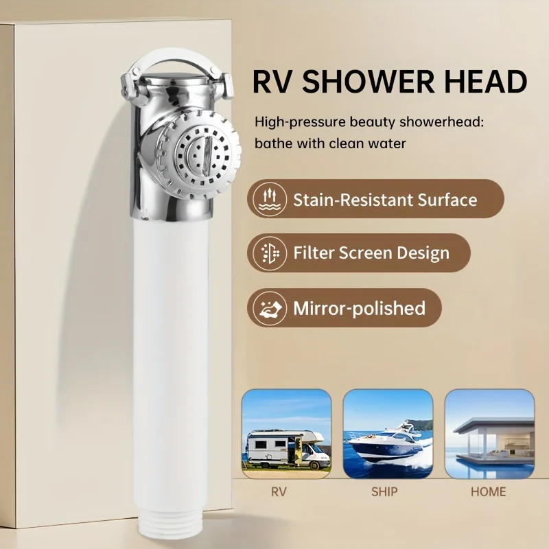 Handbrause aus Edelstahl für Wohnmobil, Boot, Hochdruck, wassersparendes Spray, Wohnmobil, Wohnwagen, Marine, Außendusche