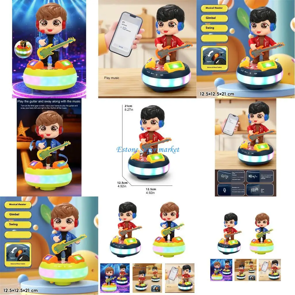 090B ライトアップギター少年ダンスおもちゃ音響効果と点滅ライト教育玩具幼児のための細かい運動スキル