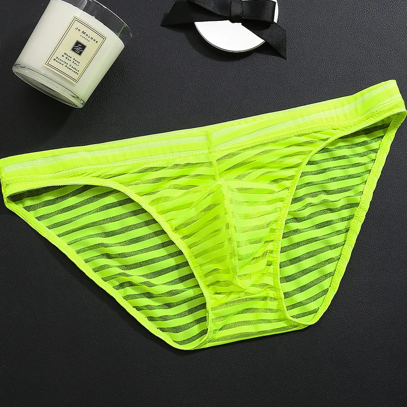 Men\'s Breathable Brief Pant for Gay Ultra-thin Bottom Underwear Teenager Sexy Transparent Mesh Quick Drying Traceless Underpants