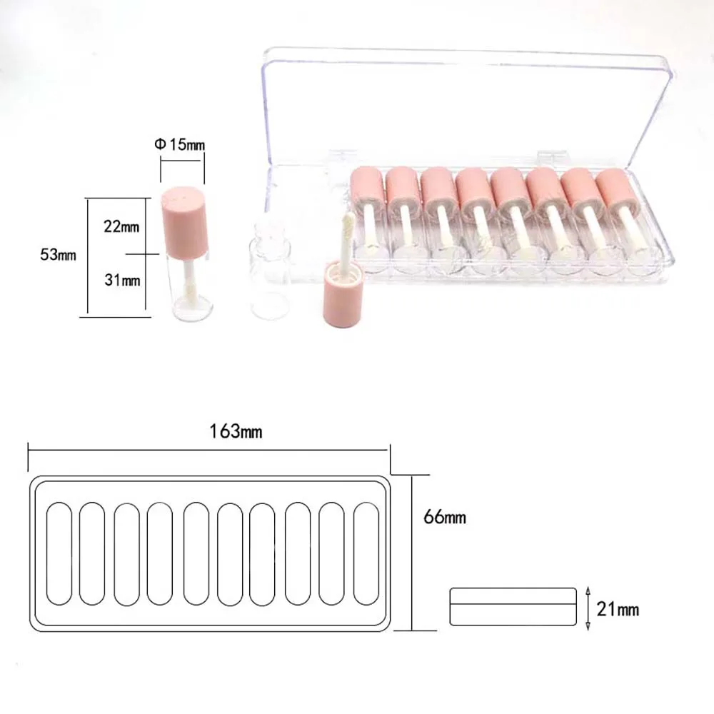 

10 Pcs/set Cute Pink Cosmetic Containers Lip Balm Empty tube Lip Gloss Tubes Refillable Bottles DIY Lip Gloss Sample Bottles