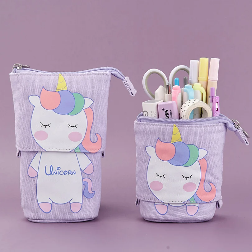 Kızlar için Kawaii kalem kılıfları erkek fermuar sevimli kedi kalem kutusu okul malzemeleri kırtasiye hediye Pop Up Pouchs Trousse Scolaire