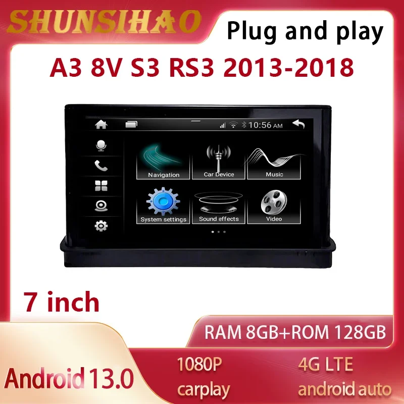 

ShunSihao android 12 all in one For 7 inch A3 8V S3 RS3 2013-2018 navigation multimedia tape recorder carplay car radio128G