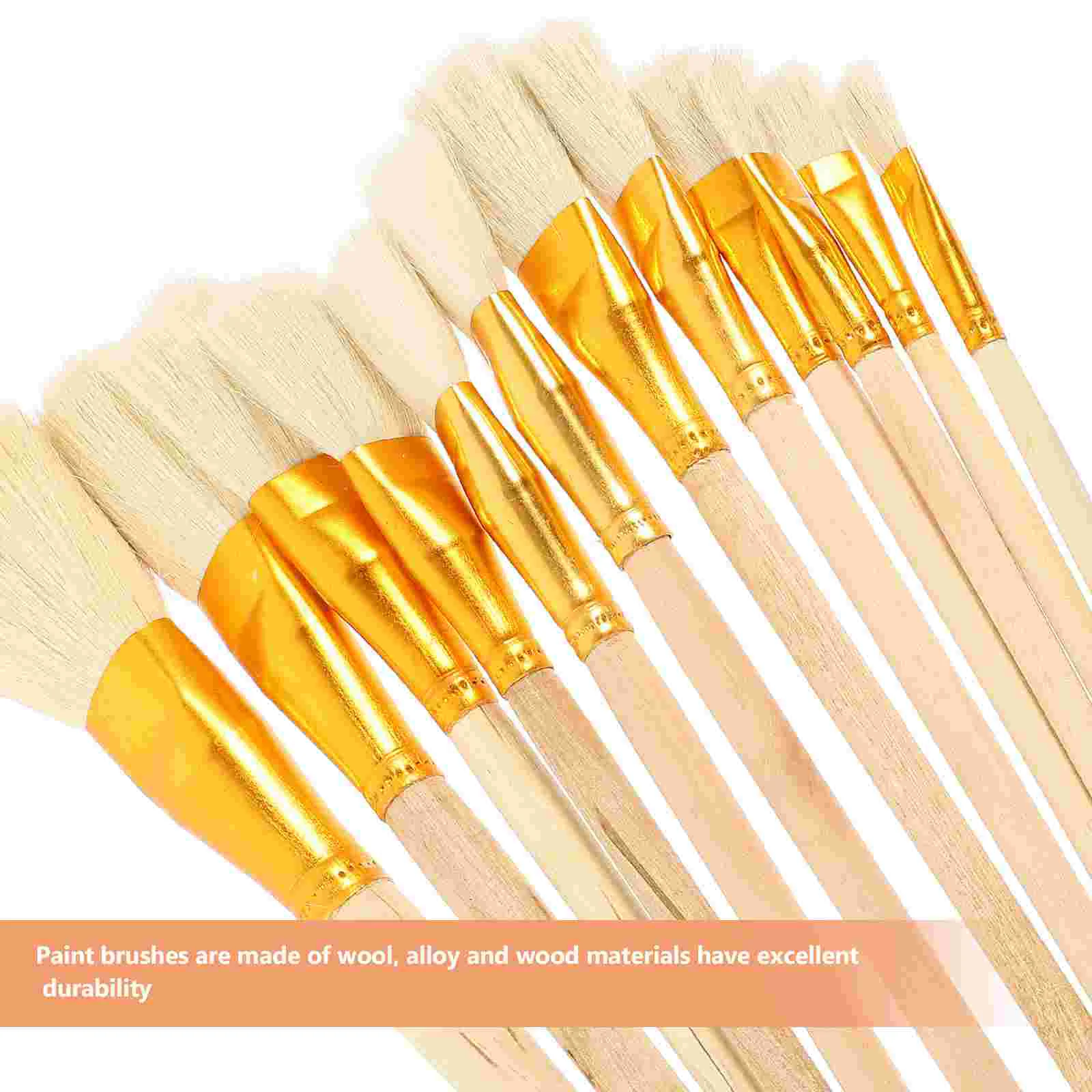 12 Pcs Brush Professional Paint Brushes for Artist Watercolor Gouache Wooden Handle Oil Painting Craft