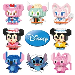 Disney Anime Figures Building Block Toy Stitch Mickey Mouse Small Particle Cartoon Character Children toys Accessories Props