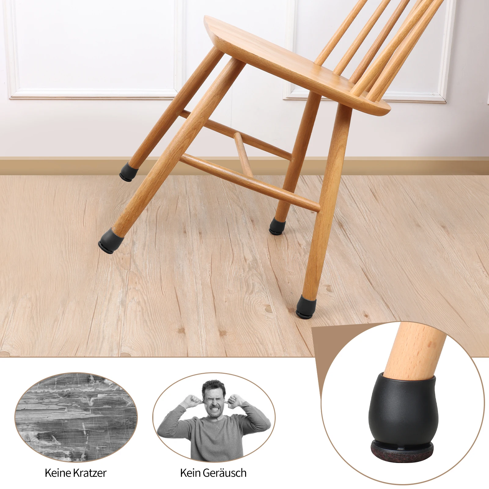 8 Stück Stuhlbein-Bodenschoner mit dicken Wickel-Filzpolstern, Silikon-Möbelfußabdeckung, Tischfüße, schützt den Böden – Detail 10