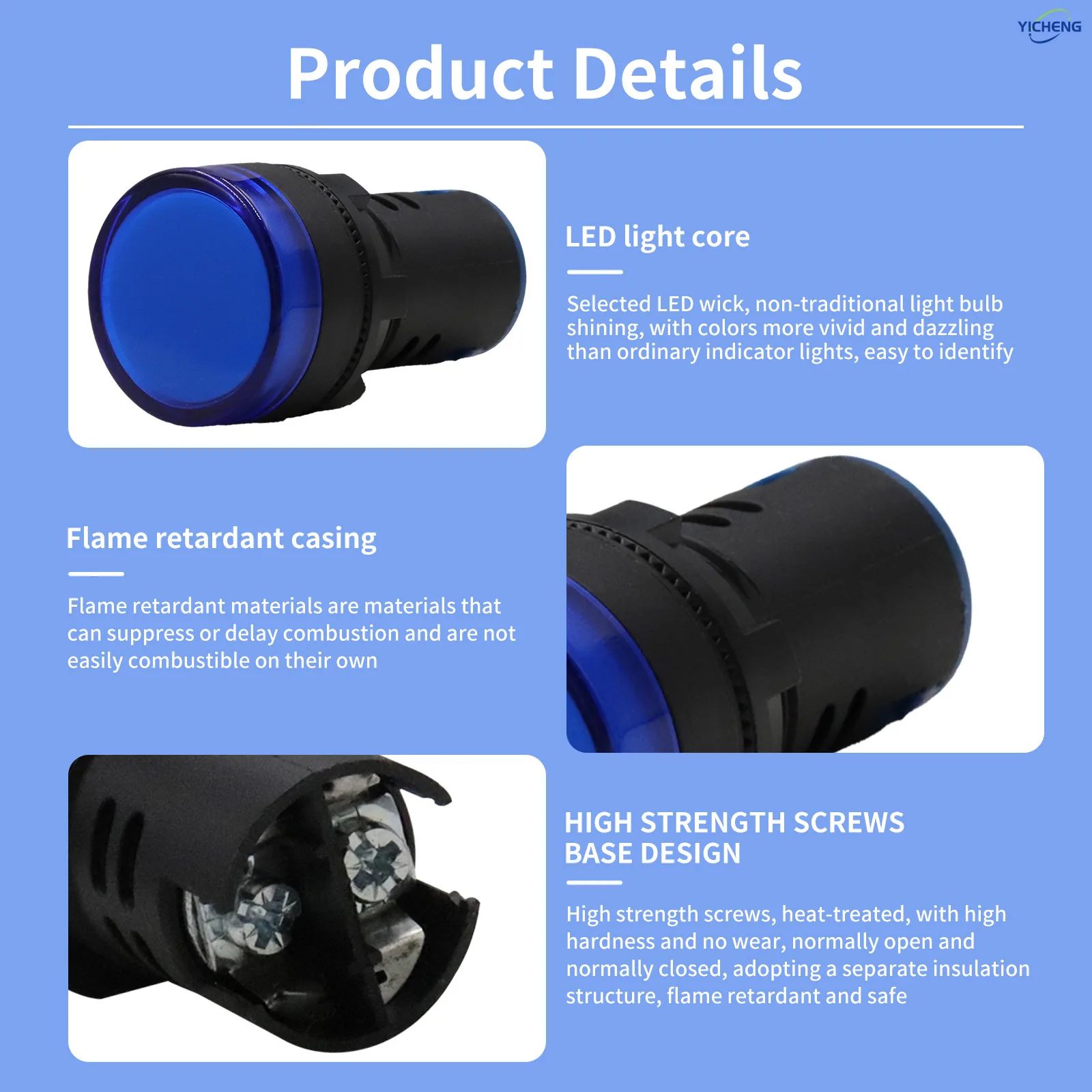 10pcs 20mA Energy Saving Indicator Light Mounting Hole Size 12mm/22mm/30mm LED Signal Power Indicator Light,DC/AC12V-380V