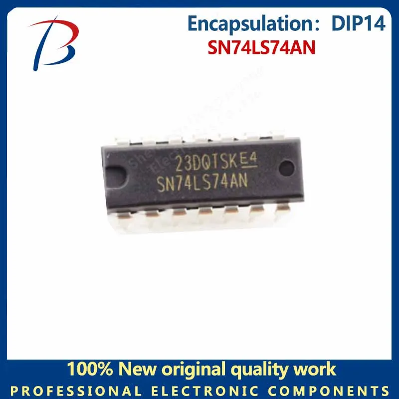 10PCS  SN74LS74AN encapsulates the DIP14 in-line trigger logic chip