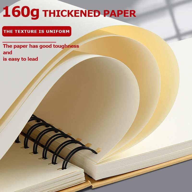 160 g/m2, professionelles Skizzenbuch, dickes Papier oben, spiralgebunden, Künstlerbedarf, Malerei, Schreibpapier, Bleistift, Aquarell-Zeichenbuch