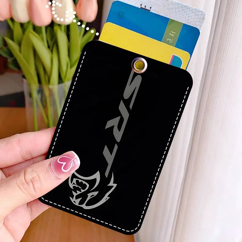 S-SRT Hellcat Credit PU Soft Leather Rectangular Key Card Holder Induction Elevator Protection Cover Youth Faion Accory