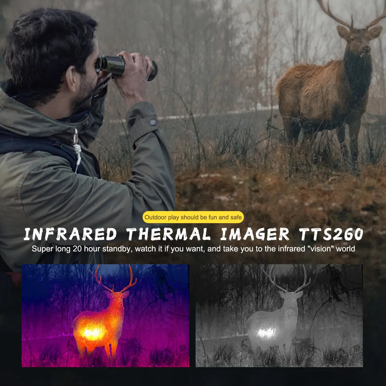 TTS260 Thermal Imaging Monocular for Hunting 4x Digital Zoom Night Vision Device 260×200 Infrared Sensor Monocular Imager