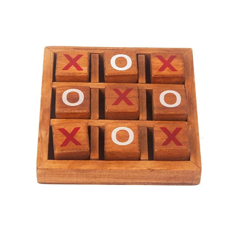 Wooden Tic Tac Toe Strategic Board Game Brain Teasers Fun Logic Challenges Family Travel Gifts For Kids Teens Adults