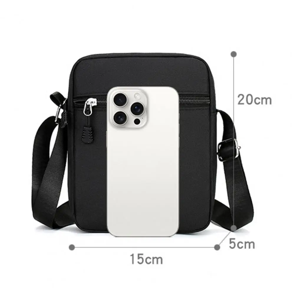 Zipper Closure Crossbody Bag Men's Crossbody Bag with Partition Pockets Adjustable Strap Shoulder Bag Solid Color Mini Travel