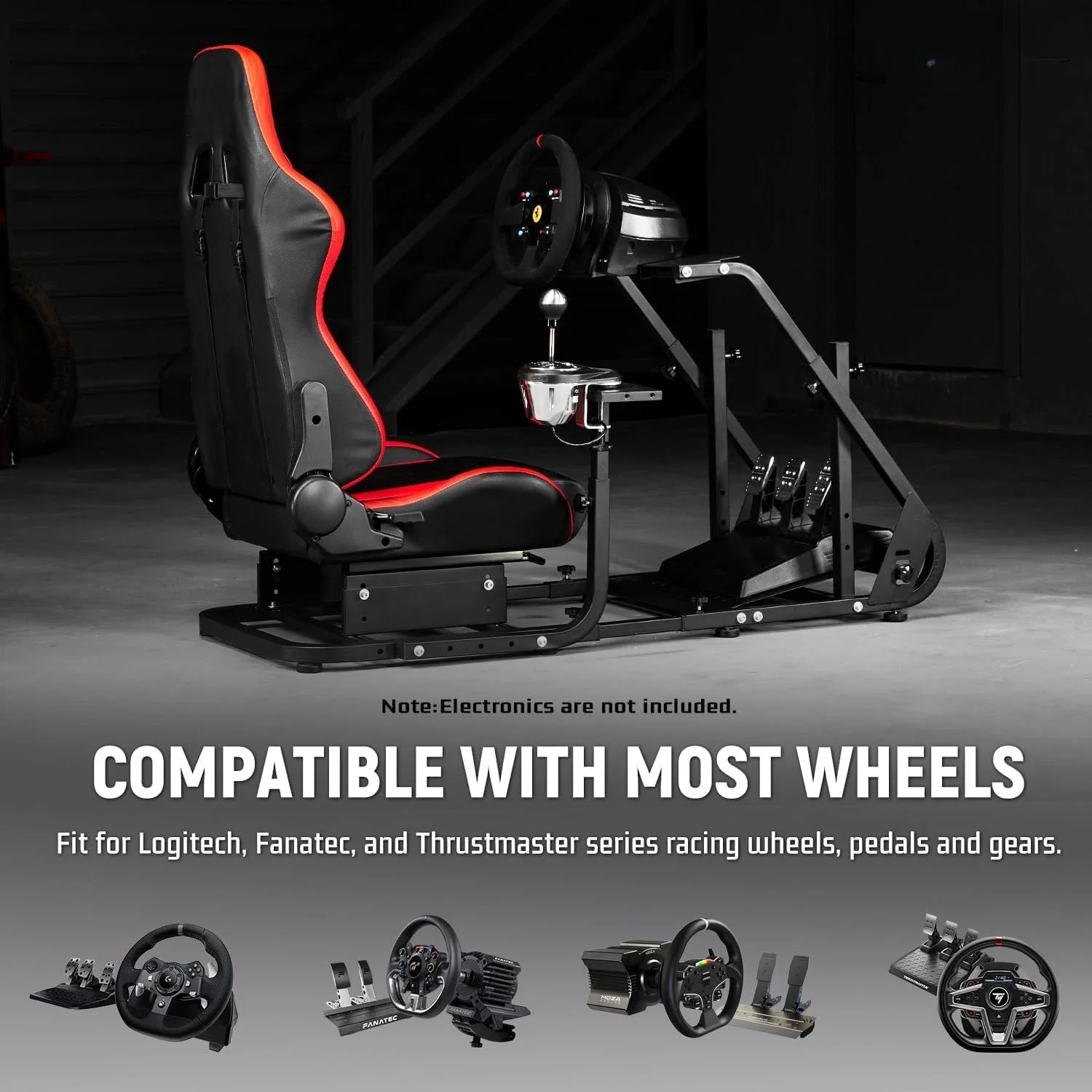 G923 Rennsimulator: Roter Sitz, passend für Logitech/Fanatec/Playstation, montierbares Display, (keine Rad/Pedale)