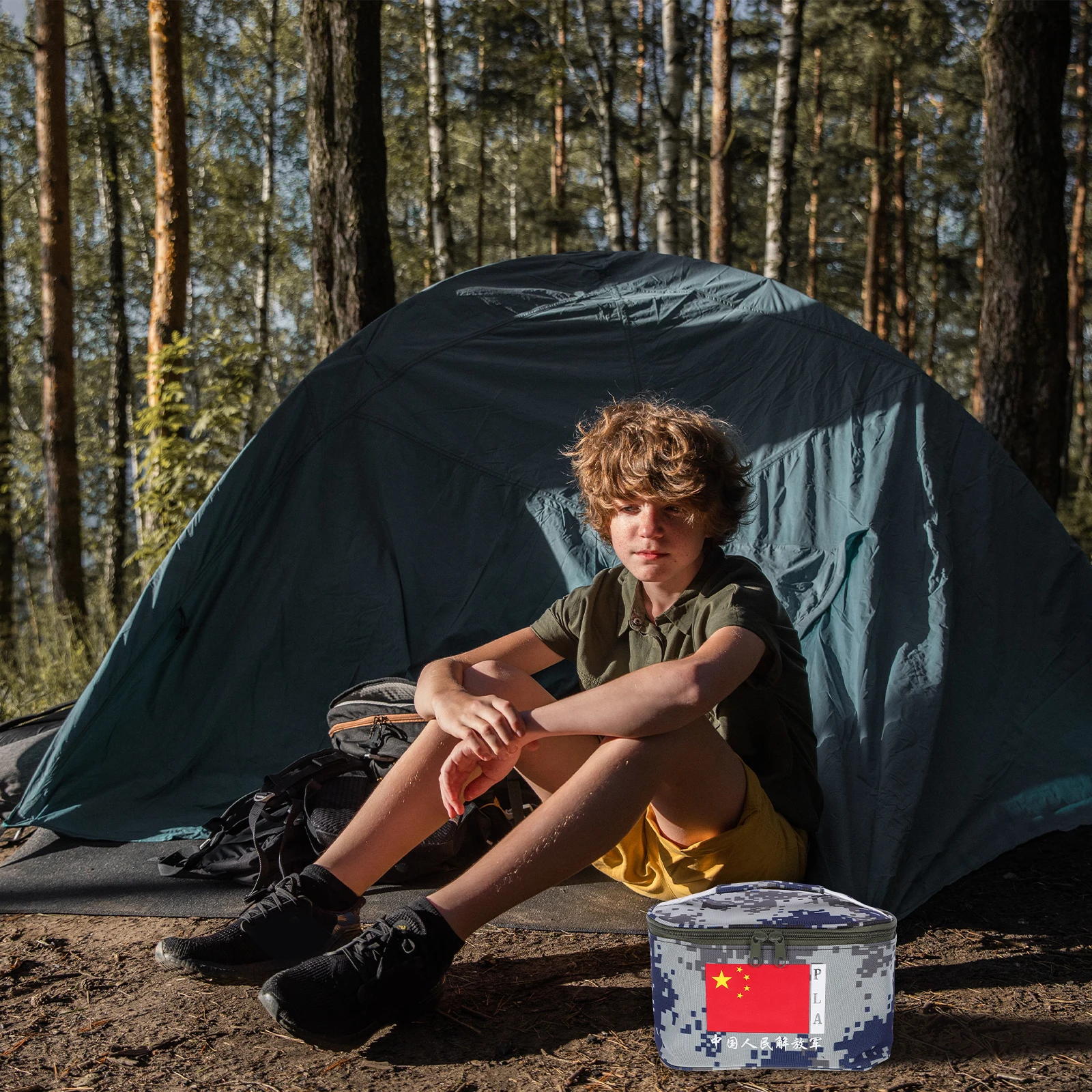 

1pc Waterproof Storage Large Capacity Oxford Cloth Outdoor Camping Pouch Travel Bath Bag Double Zipper Portable Simple Color