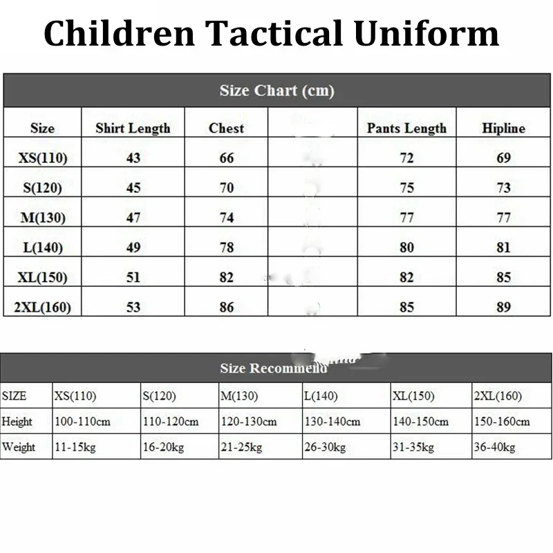 Conjuntos tácticos infantiles camuflaje Airsoft camiseta corta
