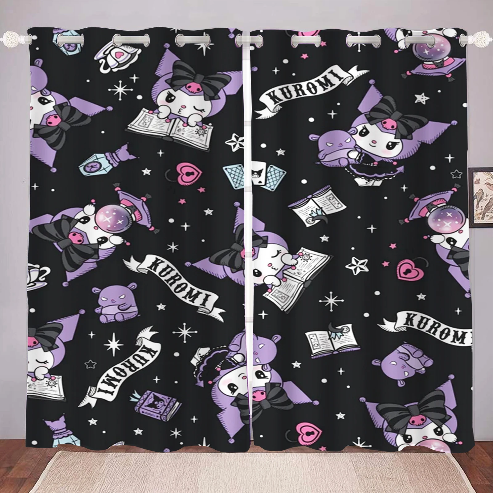 

Занавеска для девочек KUROMI с мультяшным 3D принтом для спальни, гостиной, затемняющей перегородки, стильное украшение для дома