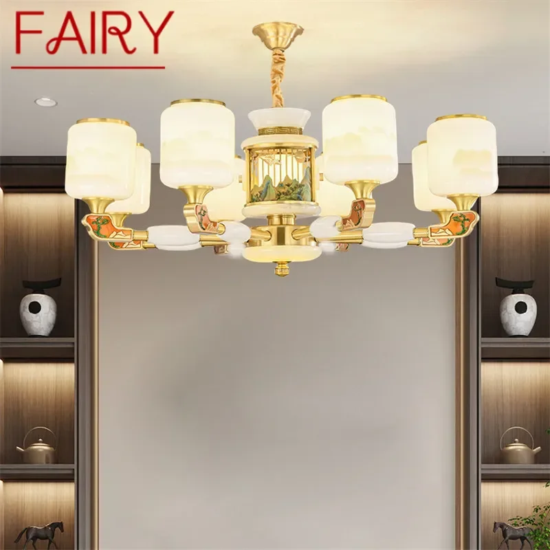 FAIRY Contemporary Luxury Brass Pendent Lamp  Chinese style Living Room Dining Room Bedroom Villa Hotel Sample Room Chandelier