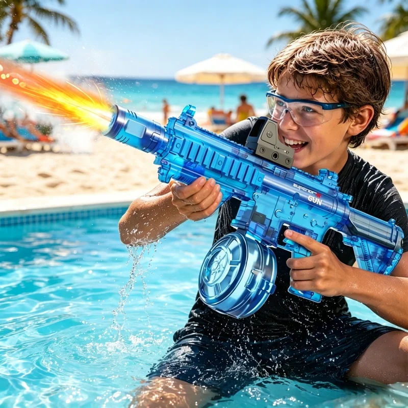 Simulierte Elektrische Wasserpistole für Kinder Wasserpistole Elektrisch Raucheffekt Automatische Wasserblaster Sommer Outdoor Kinderspielzeug