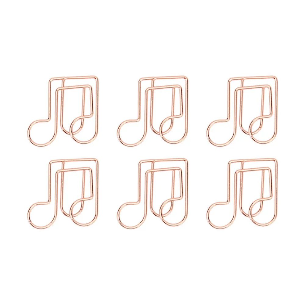 Music Note Shape Paper Clips Electroplating Metal Rose Gold Metal Paper Clips 27*25mm Rustproof Cute Paper Clips Craft Projects