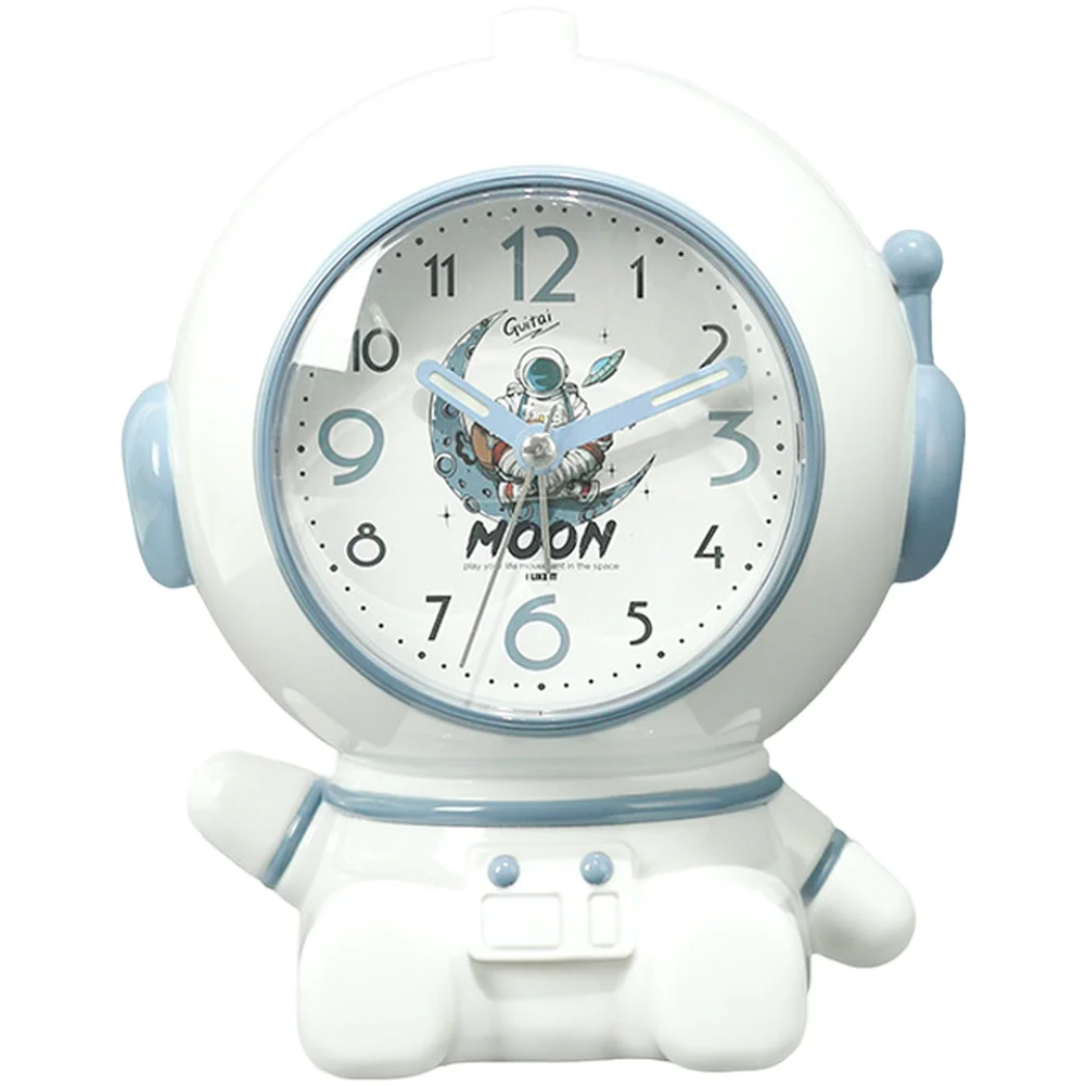 For Children Astronaut Alarm Clock with Dual Chime Snooze Silent Sweep Quartz Movement 13.5x12x17cm Gold Blue Red Silver Options
