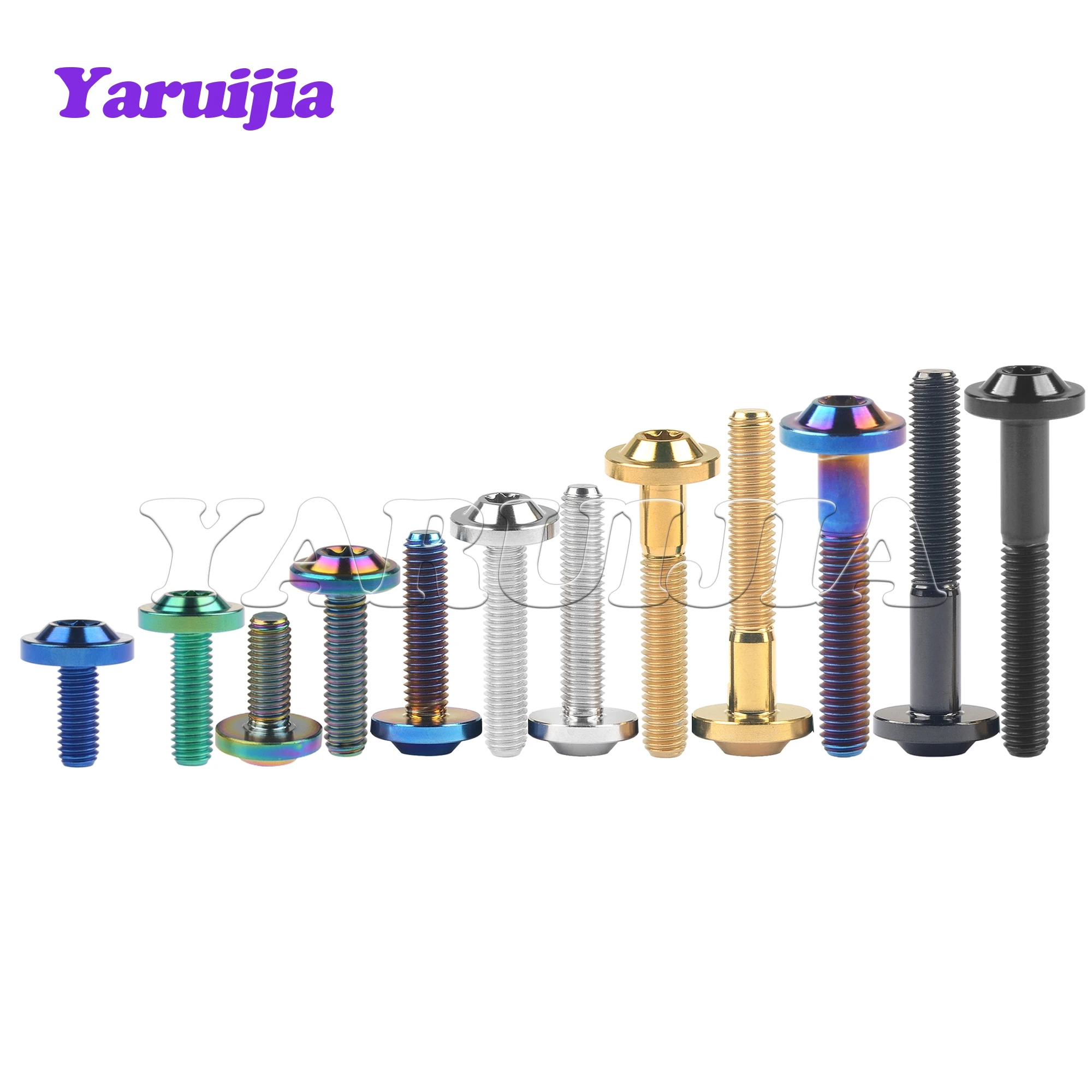 Yaruijia Titanium Bolts M5/M6/M8x10/12/15/20/25/30/35/40/50/60/70mmTorx Head Screws for Motorcycle Riding Modification Fasteners