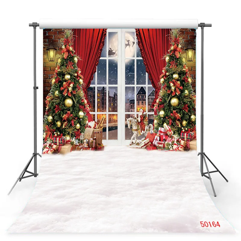 

SHUOZHIKE Art Fabric Christmas Theme Photography Background Props Pine Tree Family Festival Backdrops For Photo Studio ZM-09