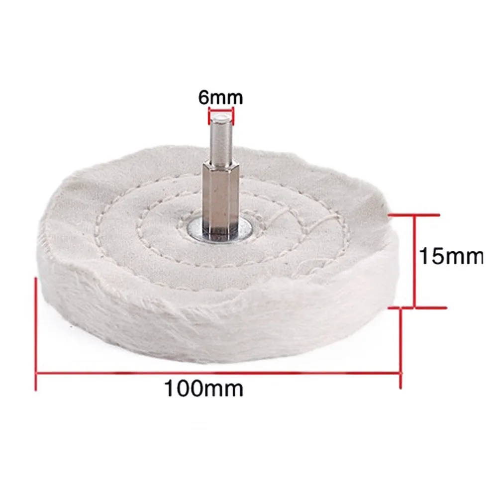 Almohadilla de rueda de fregona para pulir tela, 4 en 100mm, para taladro eléctrico/batería, amoladora para herramienta eléctrica, accesorio de pulido de joyería de Metal