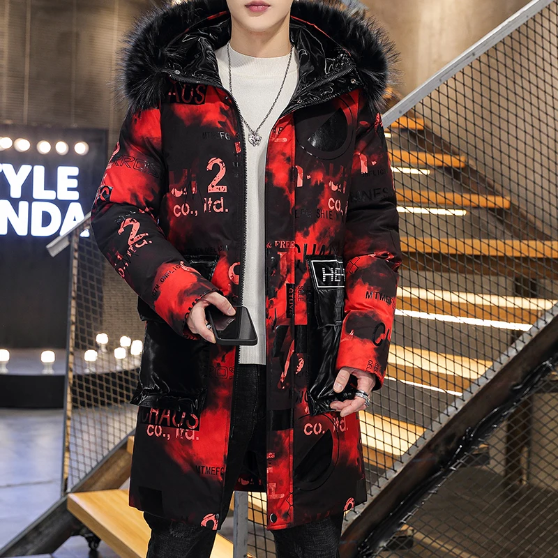Fashion Hooded Cotton-Padded Jackets 2024 Autumn Winter Men\'s Windproof Thicken Parkas Streetwear Loose Mid-Long Warm Down Coats