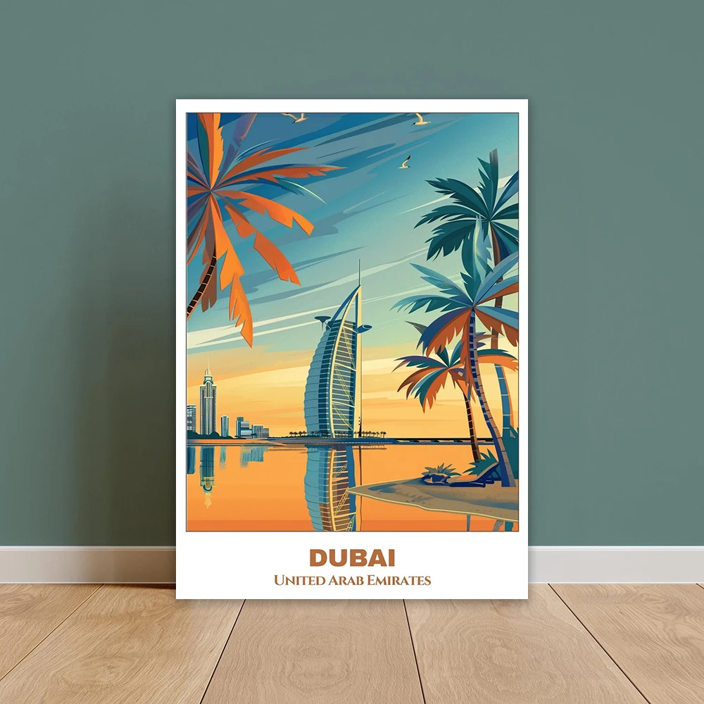 Santorini Travel Print Poster Greece Travel Poster Cityscape Canvas Painting Santorini Trip Cartoon Landscape Prints Bedroom Art