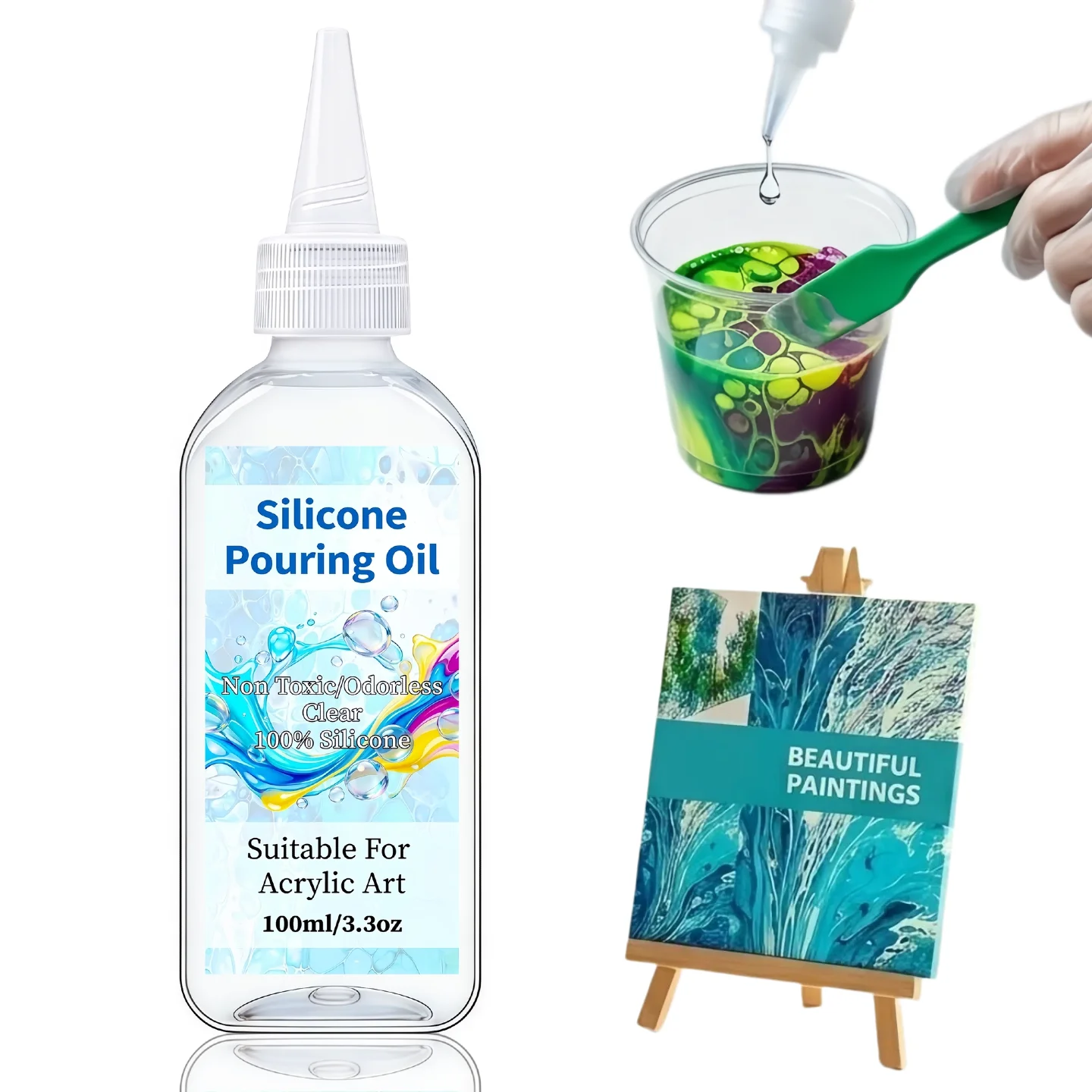 Silicone Pouring Oil Unique Cell Activator Acrylic Paint Pour Medium Trending Holiday DIY Gift Canvas Art