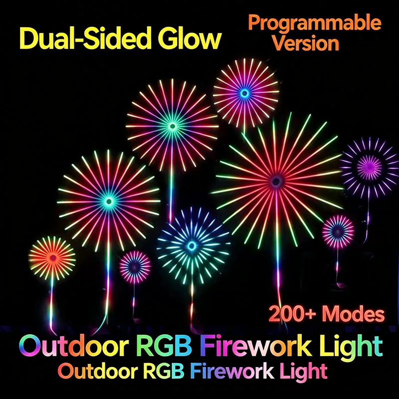2026 Waterproof Anti-freeze New Year Electronic Firework Lights, Pattern Programmable Design for Outdoor Courtyard Decor