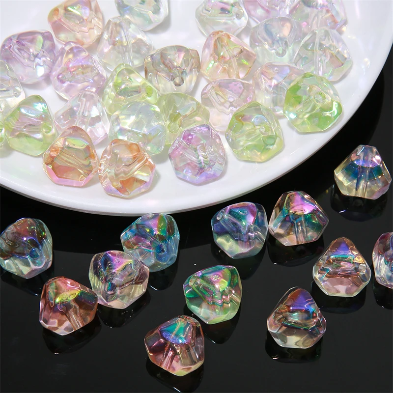 14x15mm 5pcs Acrylic Beads Quadrangular Jewelry Accessories Aurora Effect Beads For Jewelry Making DIY Bracelet Necklace Earring