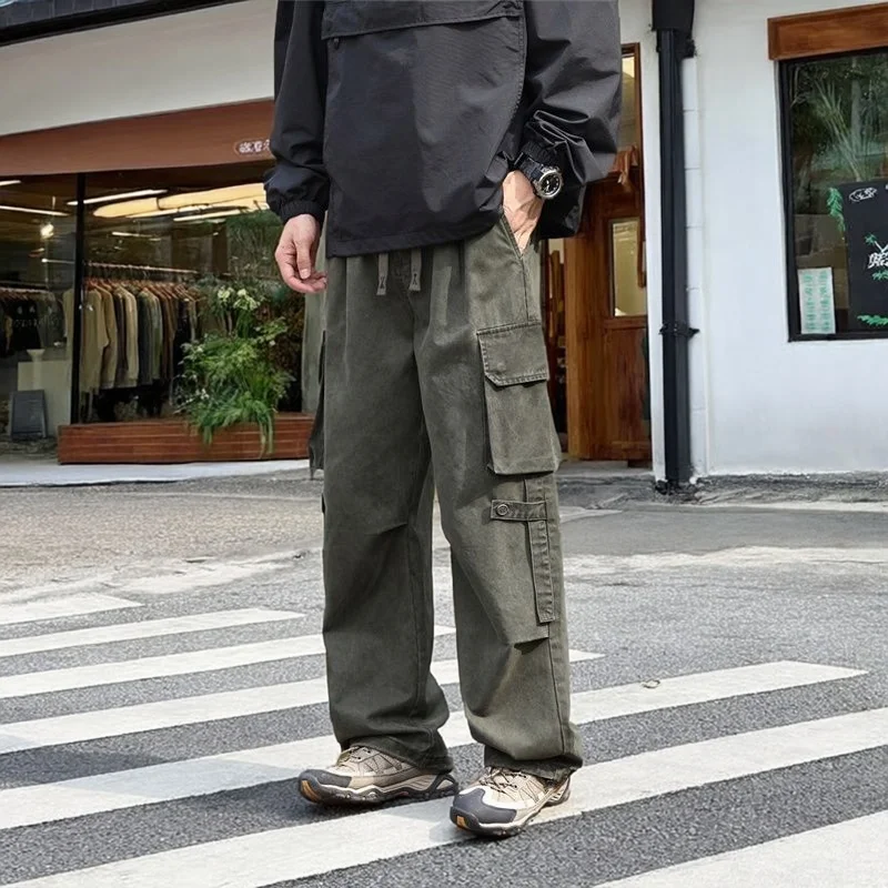 

Мужские повседневные хлопковые рабочие брюки прямого кроя для осени и зимы, большие размеры, американский стиль, для активного отдыха, ветрозащитные, на молнии