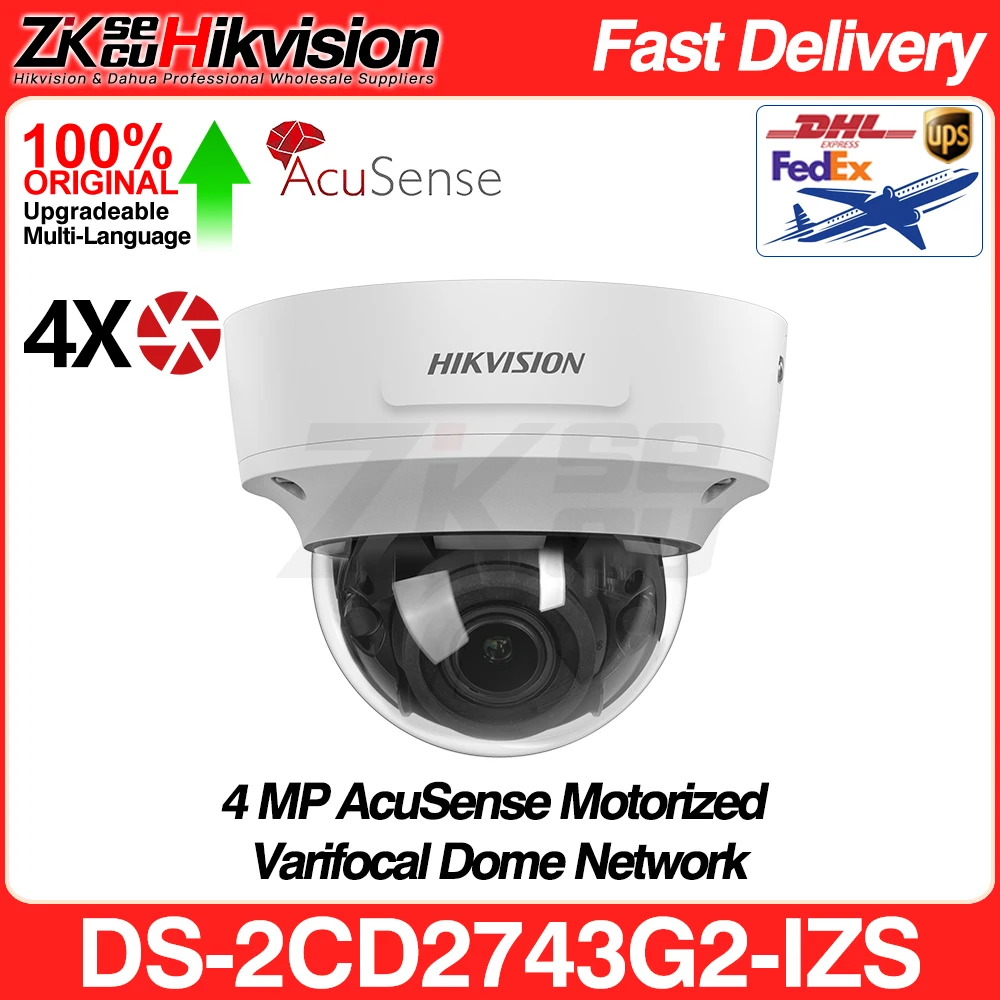 Hikvision Original DS-2CD2743G2-IZS DS-2CD2746G2-IZS 4MP AcuSense 4X ZOOM Motorized Varifocal IP Camera SD Slot POE Alarm I/O