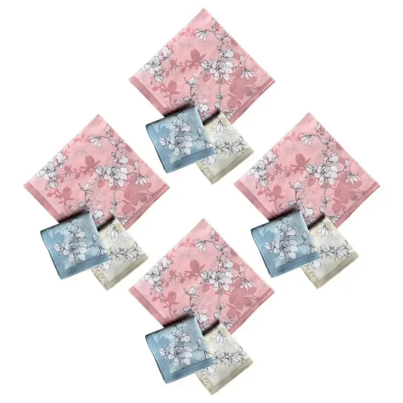652F Floral Pattern Sweat Absorbent Pocket Handkerchief for Sports and Outdoor Activity Soft and Absorbent Pocket Towel
