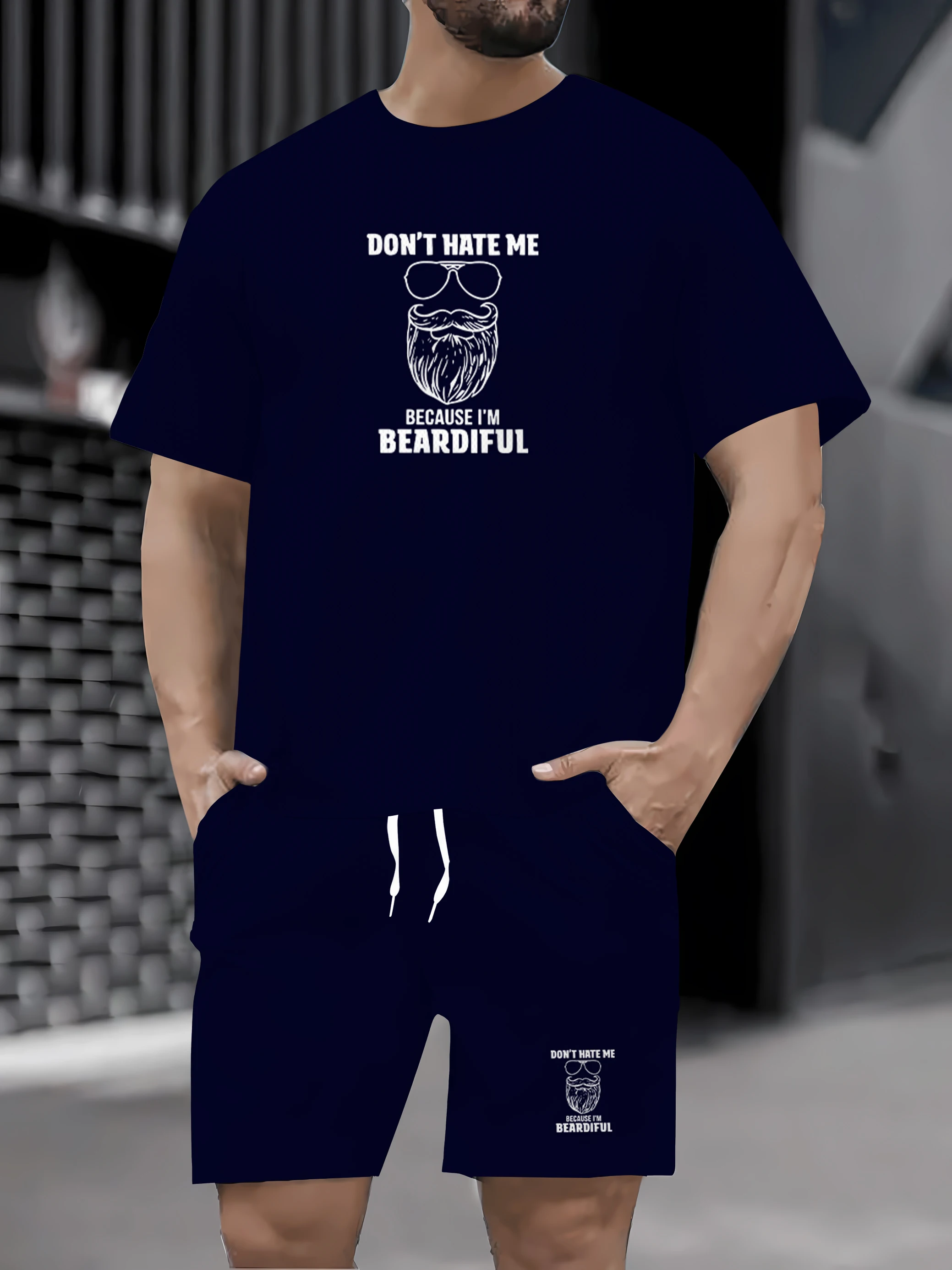 

2025 Summer New Men's Fashion Sports Set T-shirt Men's Casual Set Simple Men's T-shirt Short Sleeve+Shorts Personalized Two Piec