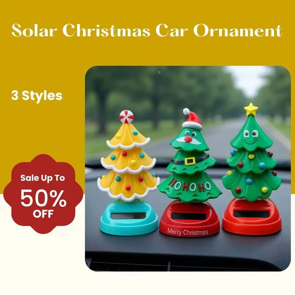 Solar Christmas Car Ornament Solar Dancing Christmas Tree Novelty Moving Christmas Tree For Car Dashboard Accessories