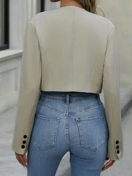 2025 New Spring and Autumn Commuting Casual Simple Short Style Solid Color Suit Jacket