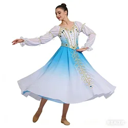 Adult and children ballet competition gradient blue dress Swan Lake scene three dance tutu